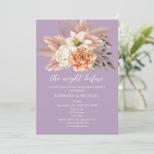 Rustic Peach repetitie diner uitnodigen Kaart (Staand voorkant)