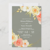 Rustic Peach Rozen & Sage Green Floral Waterverf Kaart (Voorkant)