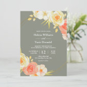 Rustic Peach Rozen & Sage Green Floral Waterverf Kaart (Staand voorkant)