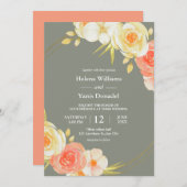 Rustic Peach Rozen & Sage Green Floral Waterverf Kaart (Voorkant / Achterkant)