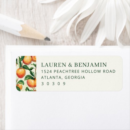 Rustic Peach Watercolor Peaches Etiket (Insitu)