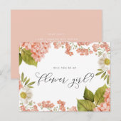 Rustic Peach Waterverf Hydrangeas Bloemenmeisje Briefkaart (Voorkant / Achterkant)