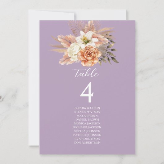 Rustic Peach Wedding Zitting Chart Kaart (Voorkant)