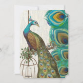 Rustic Peacock Bird Cage Feather Wedidng Invites Kaart (Achterkant)