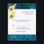 Rustic Peacock Blue Wedding RSVP Uitnodiging Briefkaart<br><div class="desc">Moderne vredesveren rustige, blauwe strepen voor de pauw, ontworpen op aangepaste RSVP-Briefkaarten. Unieke en klastige huwelijksfeesten voor een RUSTIC PEACOCK WEDDING of STYLISH PEACOCK THEMED WEDDING! (Je vindt de juiste trouwbenodigdheden en gunsten in deze winkel, Bridal Heaven. Neem contact op met ujean4791@gmail.com voor aangepast werk en/of het coördineren van trouwbenodigdheden.)...</div>