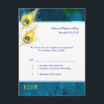 Rustic Peacock Blue Wedding RSVP Uitnodiging Briefkaart<br><div class="desc">Moderne vredesveren rustige, blauwe strepen voor de pauw, ontworpen op aangepaste RSVP-Briefkaarten. Unieke en klastige huwelijksfeesten voor een RUSTIC PEACOCK WEDDING of STYLISH PEACOCK THEMED WEDDING! (Je vindt de juiste trouwbenodigdheden en gunsten in deze winkel, Bridal Heaven. Neem contact op met ujean4791@gmail.com voor aangepast werk en/of het coördineren van trouwbenodigdheden.)...</div>