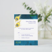 Rustic Peacock Blue Wedding RSVP Uitnodiging Briefkaart (Staand voorkant)