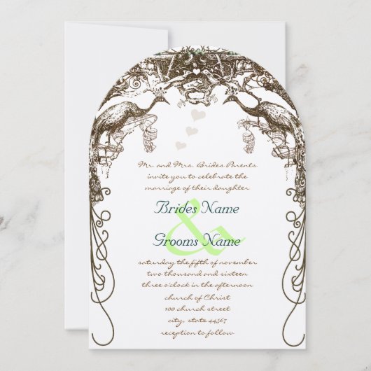Rustic Peacock Boho Wedding Invitations Kaart (Voorkant)