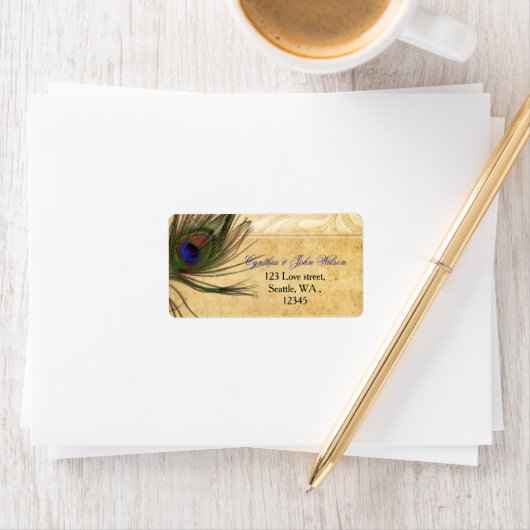 Rustic Peacock Ether return address label (Insitu)