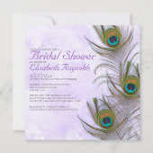 Rustic Peacock Feather Bridal Shower Invitations Kaart (Voorkant)