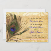 Rustic Peacock Feather bruiloft behalve de datum Save The Date (Voorkant)