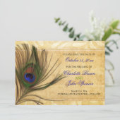 Rustic Peacock Feather bruiloft behalve de datum Save The Date (Staand voorkant)