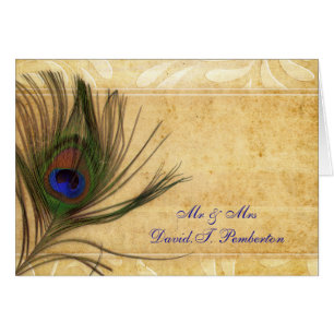 Rustic Peacock Feather Wedding Place Cards