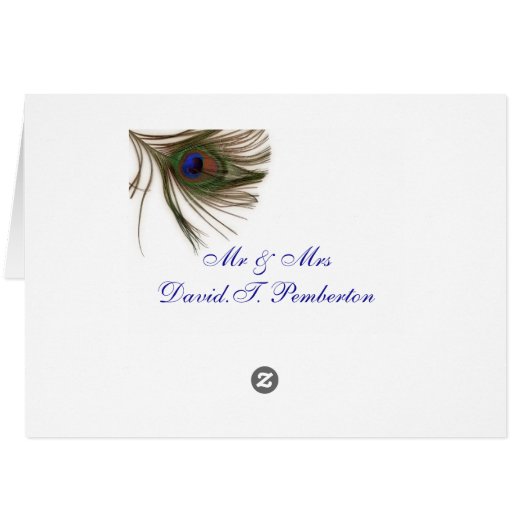 Rustic Peacock Feather Wedding Place Cards (Achterkant Horizontaal)
