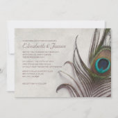 Rustic Peacock Feathers Wedding Invitations Kaart (Voorkant)