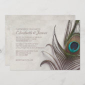 Rustic Peacock Feathers Wedding Invitations Kaart (Voorkant / Achterkant)