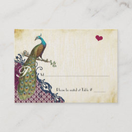 Rustic Peacock Navy Raspberry Damask Place Cards Plaatskaartje