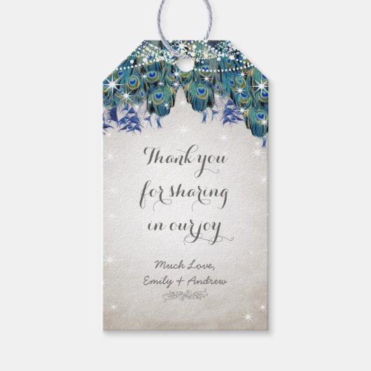 Rustic Peacock Navy Rustic Luxe Cadeaulabel (Voorkant)