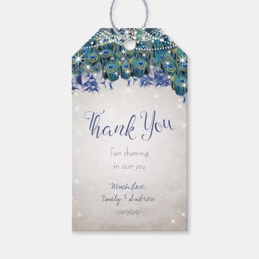 Rustic Peacock Navy Rustic Luxe Cadeaulabel (Voorkant)