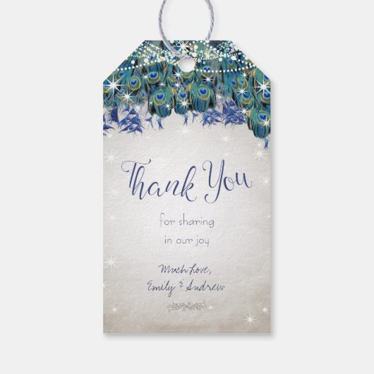 Rustic Peacock Navy Rustic Luxe Cadeaulabel (Achterkant)