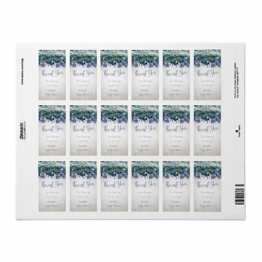 Rustic Peacock Navy Rustic Luxe Favor Labels (Full Sheet)
