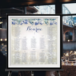 Rustic Peacock Navy Rustic Luxe Seating Chart Poster