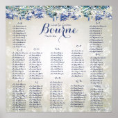 Rustic Peacock Navy Rustic Luxe Seating Chart Poster (Voorkant)
