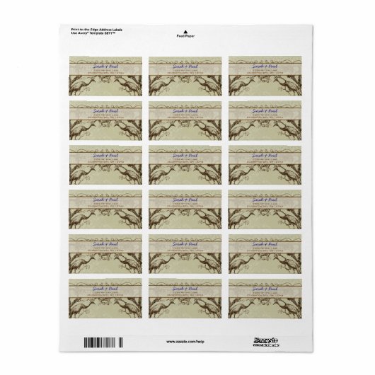 Rustic Peacock Return Address Label (Full Sheet)