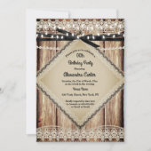 Rustic Pearl Lace Barn Wood Black String Lights Kaart (Voorkant)