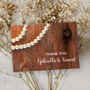 Rustic Pearls and Barn Wood Wedding Bedankt Notitiekaartje