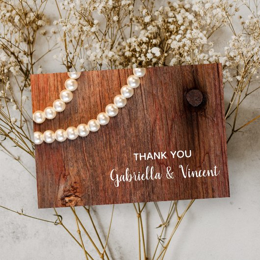 Rustic Pearls and Barn Wood Wedding Bedankt Notitiekaartje