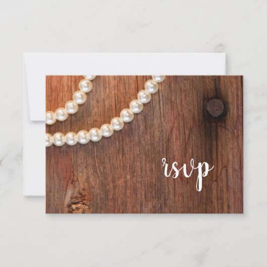 Rustic Pearls Barn Wood Country Weddenschap RSVP (Voorkant)