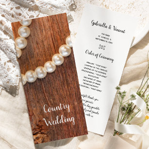 Rustic Pearls Barn Wood Country Wedding Programs Programmakaart