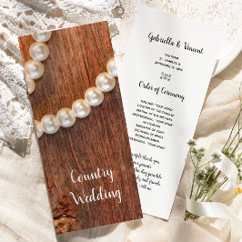 Rustic Pearls Barn Wood Country Wedding Programs Programmakaart