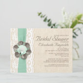 Rustic Pearls Bridal Shower Invitations Kaart (Staand voorkant)