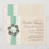 Rustic Pearls Bridal Shower Invitations Kaart (Voorkant / Achterkant)