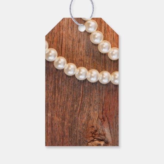 Rustic Pearls Country Barn Wedding Favor Labels Cadeaulabel (Achterkant)