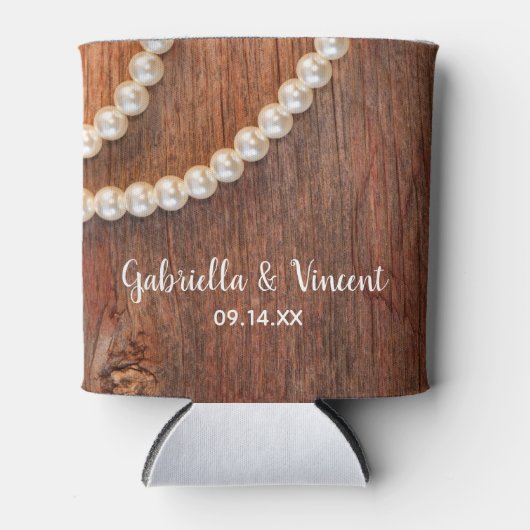 Rustic Pearls Country Barn Wedding Favors Blikjeskoeler (Voorkant)