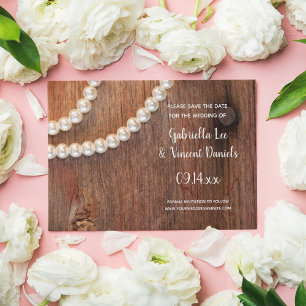 Rustic Pearls Country Barn Wedding Save the Date Kaart