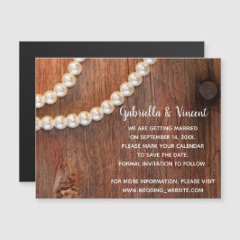 Rustic Pearls Country Barn Wedding Save the Date Magnetische Uitnodiging