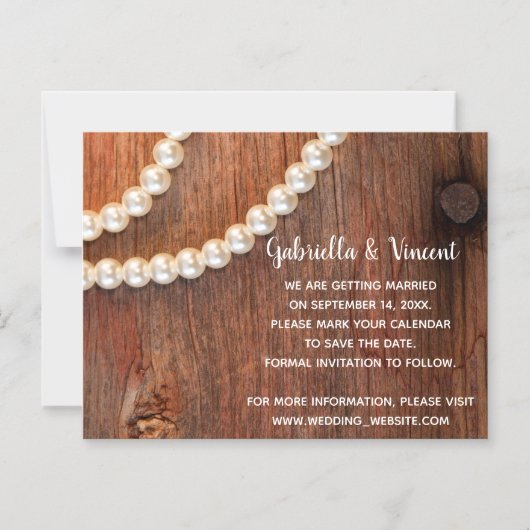 Rustic Pearls Country Barn Wedding Save the Date Magnetische Uitnodiging (Voorkant)