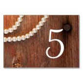 Rustic Pearls Country Barn Wedding Table Numbers Kaart (Achterkant)