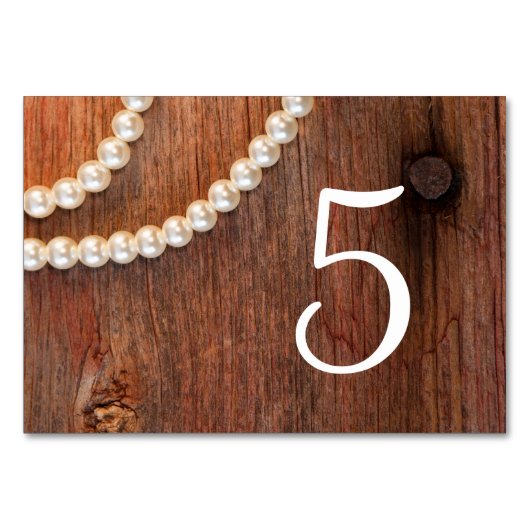 Rustic Pearls Country Barn Wedding Table Numbers Kaart (Voorkant)