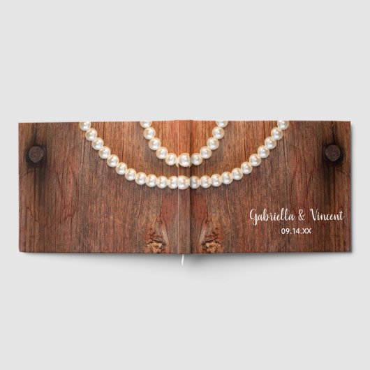 Rustic Pearls en Barn Wood Country Weddenschap Gastenboek (Volledig)