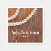Rustic Pearls en Barn Wood Country Weddenschap Servet (Voorkant)