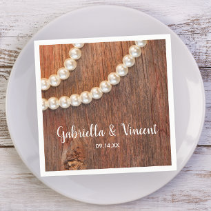 Rustic Pearls en Barn Wood Country Weddenschap Servet