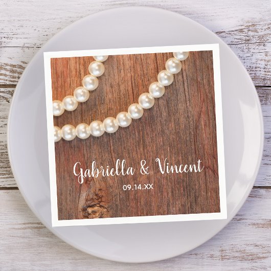 Rustic Pearls en Barn Wood Country Weddenschap Servet