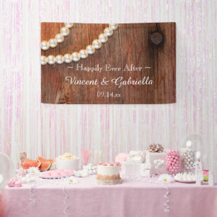 Rustic Pearls en Barn Wood Country Weddenschap Spandoek