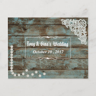 Rustic Pearls & Lace Wedding RSVP Uitnodiging Briefkaart