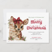 Rustic Peeking Reindeer Funny Holiday Greeting Feestdagenkaart (Voorkant)